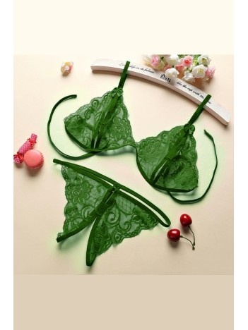 Kadın Yeşil Dantelli Sütyen Külot Takımı – Modern, Konforlu ve Günlük Kombinlere Uygun