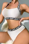 Kadın Beyaz Çapraz Sırt Ve Love Yazı Detaylı Iç Çamaşır Takımı – Modern, Konforlu
