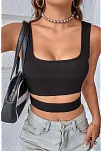 Kadın Siyah Göbek Dekolteli Crop Top Bluz – Şık, Rahat Ve Kolay Kombinlenebilir
