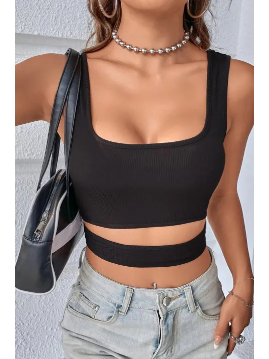 Kadın Siyah Göbek Dekolteli Crop Top Bluz – Şık, Rahat Ve Kolay Kombinlenebilir Kadın Siyah Göbek Dekolteli Crop Top Bluz – Şık, Rahat Ve Kolay Kombinlenebilir