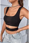 Kadın Siyah Göbek Dekolteli Crop Top Bluz – Şık, Rahat Ve Kolay Kombinlenebilir