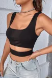 Kadın Siyah Göbek Dekolteli Crop Top Bluz – Şık, Rahat Ve Kolay Kombinlenebilir