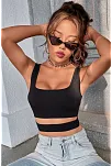 Kadın Siyah Göbek Dekolteli Crop Top Bluz – Şık, Rahat Ve Kolay Kombinlenebilir