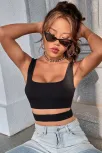 Kadın Siyah Göbek Dekolteli Crop Top Bluz – Şık, Rahat Ve Kolay Kombinlenebilir