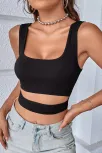 Kadın Siyah Göbek Dekolteli Crop Top Bluz – Şık, Rahat Ve Kolay Kombinlenebilir
