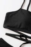Kadın Siyah Çapraz Bağlama Detaylı Yüksek Bel Bikini Takımı – Modern, Konforlu Ve Günlük Kombinlere Uygun