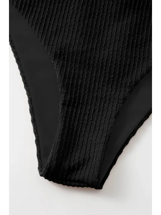 Kadın Siyah Çapraz Bağlama Detaylı Yüksek Bel Bikini Takımı – Modern, Konforlu Ve Günlük Kombinlere Uygun