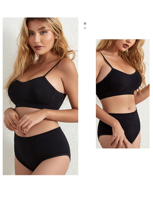 Kadın Siyah Kaşkorse Yüksek Bel Kapsız Sütyen Külot Takım – Modern, Konforlu Ve Günlük Kombinlere Uygun