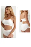 Kadın Beyaz Kaşkorse Yüksek Bel Kapsız Sütyen Külot Takım – Modern, Konforlu Ve Günlük Kombinlere Uygun