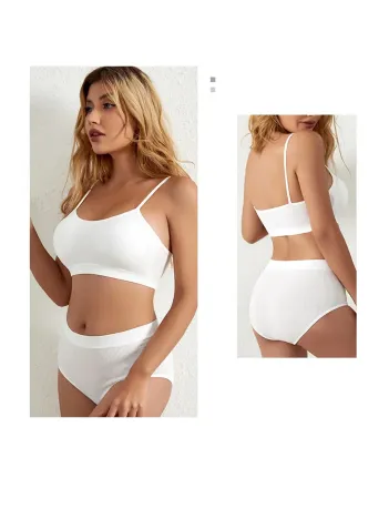 Kadın Beyaz Kaşkorse Yüksek Bel Kapsız Sütyen Külot Takım – Modern, Konforlu Ve Günlük Kombinlere Uygun