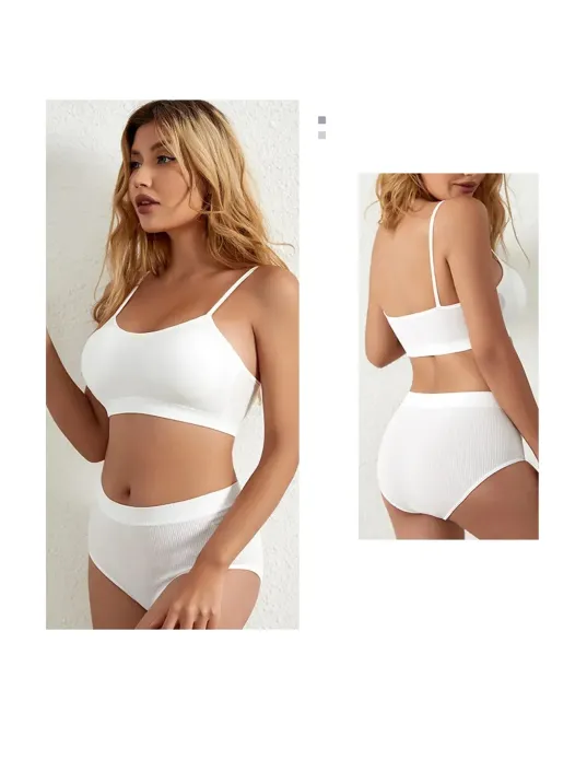 Kadın Beyaz Kaşkorse Yüksek Bel Kapsız Sütyen Külot Takım – Modern, Konforlu Ve Günlük Kombinlere Uygun