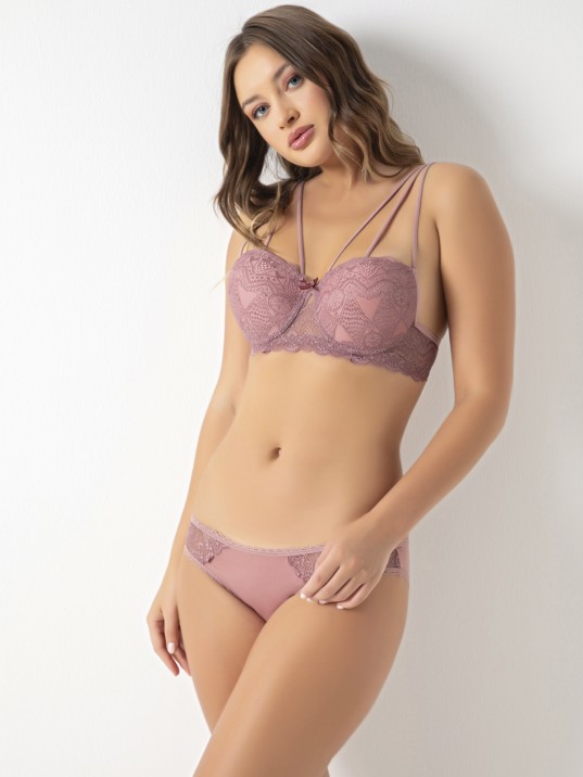 Kadın Pudra Straplez Push Up Dolgulu Sütyen Külot Takımı – Modern, Konforlu Ve Günlük Kombinlere Uygun