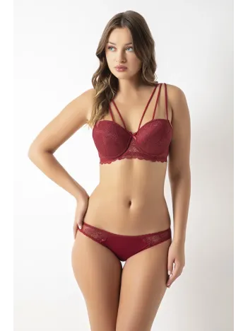 Dın Bordo Straplez Push Up Dolgulu Sütyen Külot Takımı – Modern, Konforlu Ve Günlük Kombinlere Uygun