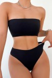 Kadın Siyah Straplez Sütyen Ve Yüksek Bel Külot Takım – Modern, Konforlu Ve Günlük Kombinlere Uygun