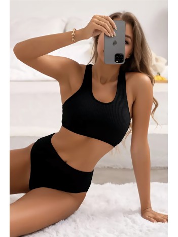 Kadın Siyah Çapraz Sırt Detaylı Iç Çamaşır Takımı – Modern, Konforlu Ve Günlük Kombinlere Uygun