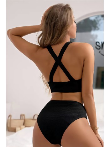 Kadın Siyah Çapraz Sırt Detaylı Iç Çamaşır Takımı – Modern, Konforlu ve Günlük Kombinlere Uygun