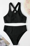 Kadın Siyah Çapraz Sırt Detaylı Iç Çamaşır Takımı – Modern, Konforlu Ve Günlük Kombinlere Uygun
