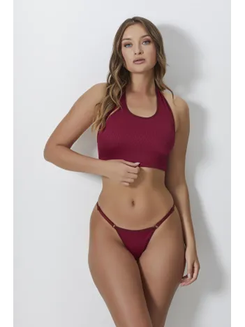 Kadın Bordo Ayarlanabilir Tanga Külotlu Büstiyer Takım – Modern, Konforlu Ve Günlük Kombinlere Uygun