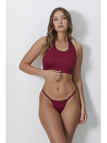 Kadın Bordo Ayarlanabilir Tanga Külotlu Büstiyer Takım – Modern, Konforlu Ve Günlük Kombinlere Uygun