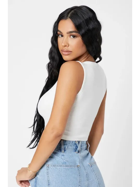 Kadın Beyaz Kare Yaka Crop Top Bluz – Şık, Rahat Ve Kolay Kombinlenebilir