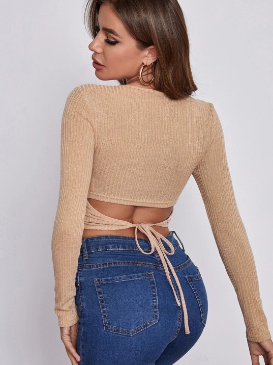 Kadın Krem Uzun Kollu Arkadan Bağlamalı Bluz – Şık, Rahat Ve Kolay Kombinlenebilir