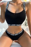 Kadın Siyah Çapraz Sırt Ve Love Yazı Detaylı Iç Çamaşır Takımı – Modern, Konforlu