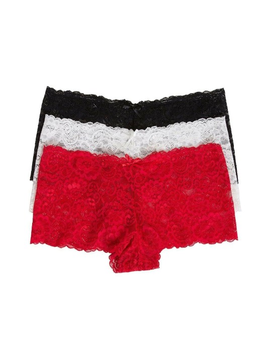 Kadın Siyah Beyaz Kırmızı 3'lü Paket Dantel Tanga Şort Külot – Modern Ve Şık Tasarım Kadın Siyah Beyaz Kırmızı 3'lü Paket Dantel Tanga Şort Külot – Modern Ve Şık Tasarım