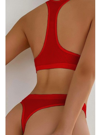 Kadın Kırmızı Desteksiz Seamless Tangalı İç Çamaşır Takımı – Modern, Konforlu