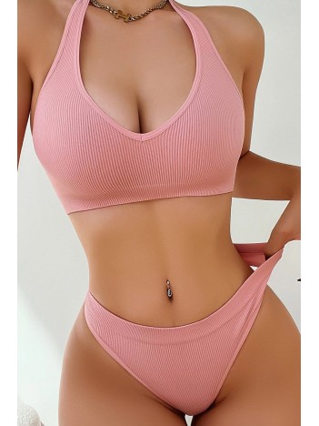 Kadın Somon Seamless Tanga Sütyen Takım – Modern, Konforlu Ve Günlük Kombinlere Uygun