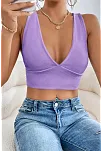 Kadın Lila Çapraz Sırt Detaylı Şık Crop Top Büstiyer