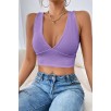 Kadın Lila Çapraz Sırt Detaylı Şık Crop Top Büstiyer
