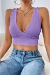 Kadın Lila Çapraz Sırt Detaylı Şık Crop Top Büstiyer