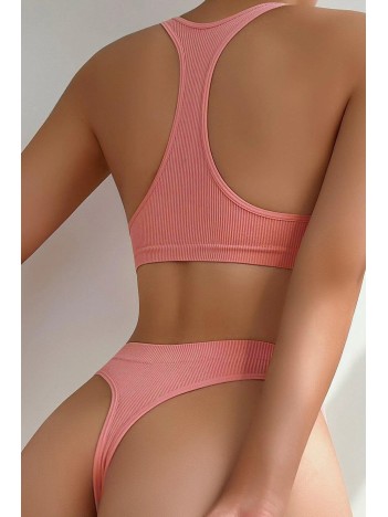 Kadın Somon Desteksiz Seamless Tangalı İç Çamaşır Takımı – Modern, Konforlu Ve Günlük Kombinlere Uygun