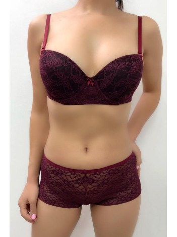 Kadın Bordo Push-up Şortlu Dantelli Sütyen Takımı – Modern, Konforlu Ve Günlük Kombinlere Uygun Kadın Bordo Push-up Şortlu Dantelli Sütyen Takımı – Modern, Konforlu Ve Günlük Kombinlere Uygun