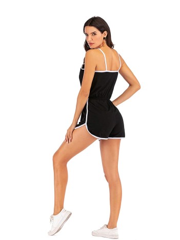 Kadın Siyah Beyaz Askılı Şık Tulum Gecelik – Modern Ve Şık Tasarım