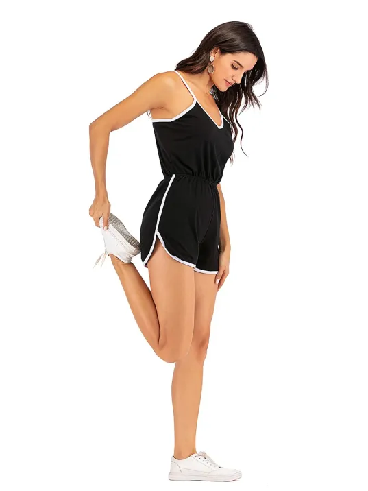 Kadın Siyah Beyaz Askılı Şık Tulum Gecelik – Modern Ve Şık Tasarım