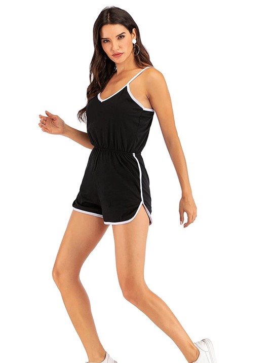 Kadın Siyah Beyaz Askılı Şık Tulum Gecelik – Modern Ve Şık Tasarım