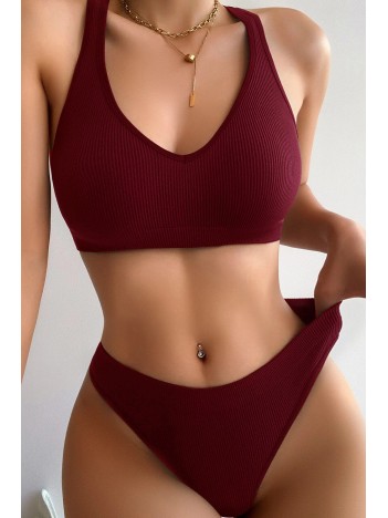 Kadın Bordo Desteksiz Seamless Tangalı   İç Çamaşır  Takımı