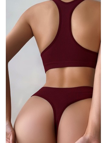 Kadın Bordo Desteksiz Seamless Tangalı İç Çamaşır Takımı Kadın Bordo Desteksiz Seamless Tangalı İç Çamaşır Takımı