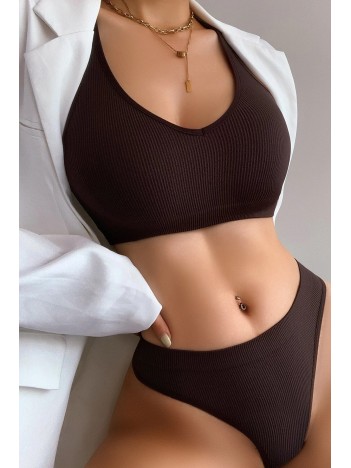 Kadın Kahverengi Desteksiz Seamless Tangalı İç Çamaşır Takımı – Modern, Konforlu Kadın Kahverengi Desteksiz Seamless Tangalı İç Çamaşır Takımı – Modern, Konforlu