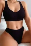 Kadın Siyah Desteksiz Seamless Tangalı İç Çamaşır Takımı – Modern, Konforlu