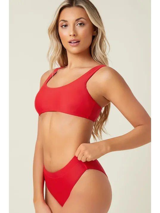 Kadın Kırmızı Yuvarlak Yaka Sütyen Takımı – Modern, Konforlu Ve Günlük Kombinlere Uygun