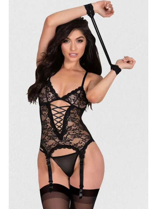 Kadın Siyah Kelepçeli Dantel Jartiyer Takım – Modern, Konforlu Ve Günlük Kombinlere Uygun