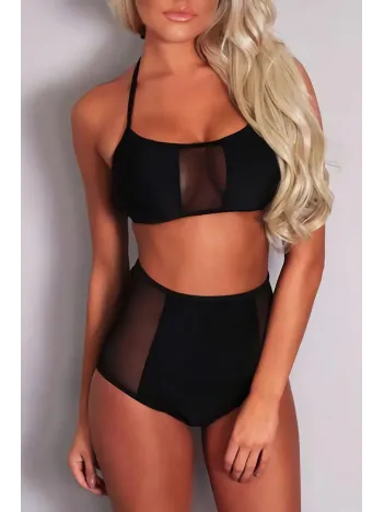 Kadın Siyah Tül Işlemeli Yüksek Bel Sütyen Külot Takımı – Modern, Konforlu Ve Günlük Kombinlere Uygun