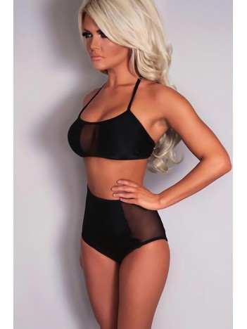 Kadın Siyah Tül Işlemeli Yüksek Bel Sütyen Külot Takımı – Modern, Konforlu Ve Günlük Kombinlere Uygun