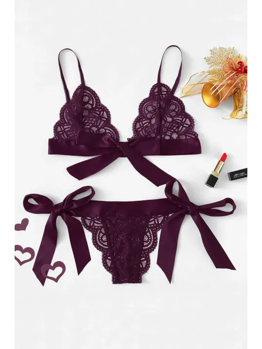 Kadın Mor Kurdelalı Ve Dantelli Sütyen Külot Takımı – Modern, Konforlu Ve Günlük Kombinlere Uygun Kadın Mor Kurdelalı Ve Dantelli Sütyen Külot Takımı – Modern, Konforlu Ve Günlük Kombinlere Uygun