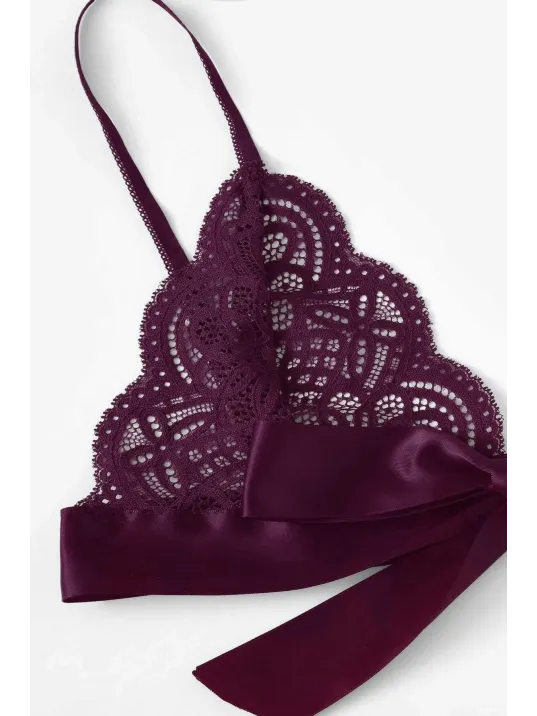 Kadın Mor Kurdelalı Ve Dantelli Sütyen Külot Takımı – Modern, Konforlu Ve Günlük Kombinlere Uygun