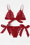 Kadın Bordo Kurdelalı Ve Dantelli Sütyen Külot Takımı – Modern, Konforlu Ve Günlük Kombinlere Uygun