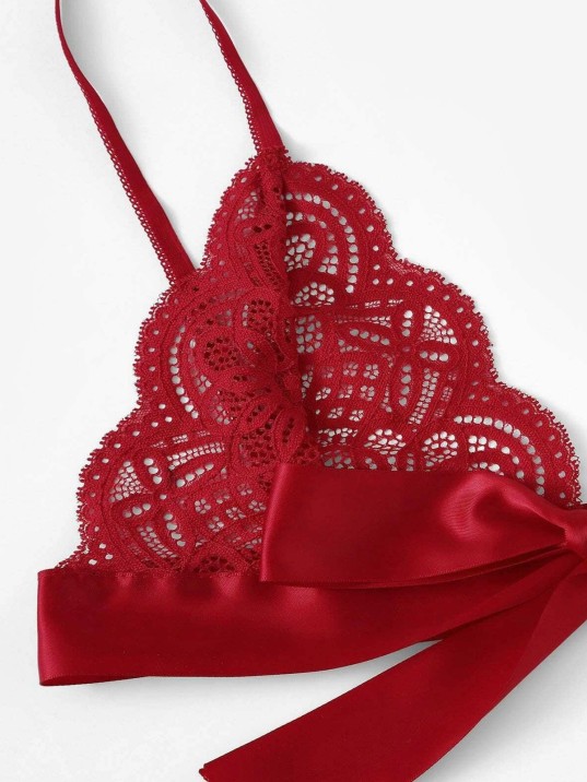 Kadın Bordo Kurdelalı Ve Dantelli Sütyen Külot Takımı – Modern, Konforlu Ve Günlük Kombinlere Uygun