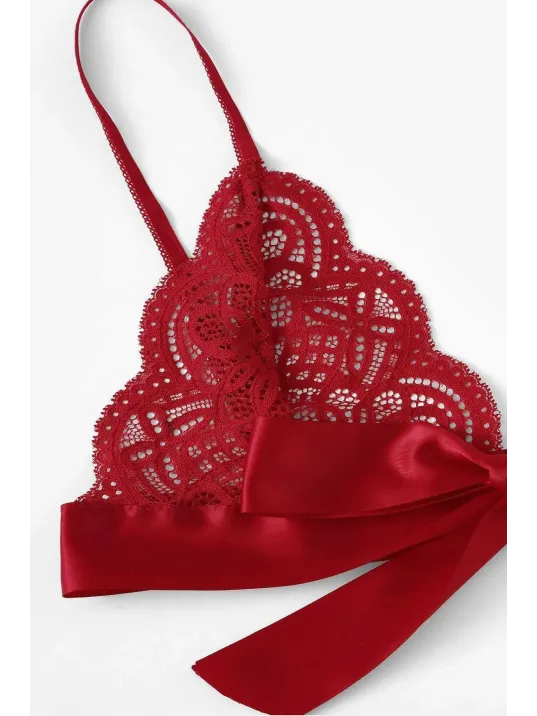 Kadın Bordo Kurdelalı Ve Dantelli Sütyen Külot Takımı – Modern, Konforlu Ve Günlük Kombinlere Uygun